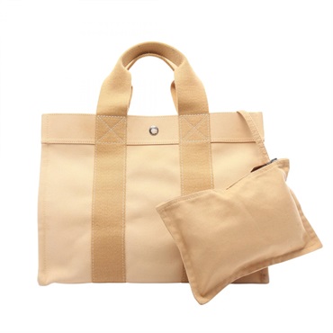 HERMES Bora Bora PM Tote Handbag canvas Beige SHW Used Women