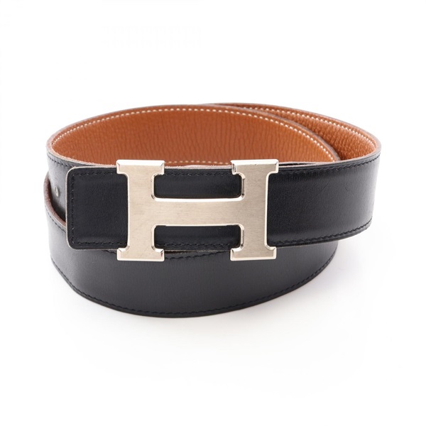 HERMES Constance H Reversible Belt Togo leather Brown Black Used Women SHW J