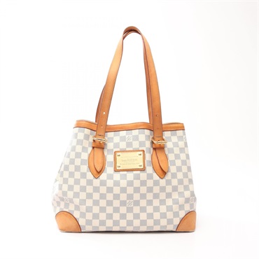 LOUIS VUITTON Hampstead MM Tote Shoulder Bag N51206 Damier Azur canvas Used LV