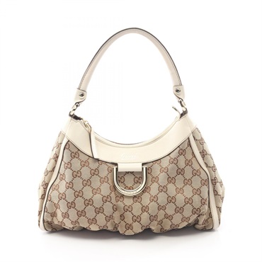 GUCCI Abbey GG canvas Shoulder Handbag 190525 canvas leather Beige White Used
