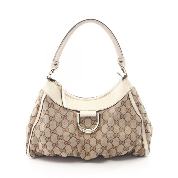 GUCCI Abbey GG canvas Shoulder Handbag 190525 canvas leather Beige White Used