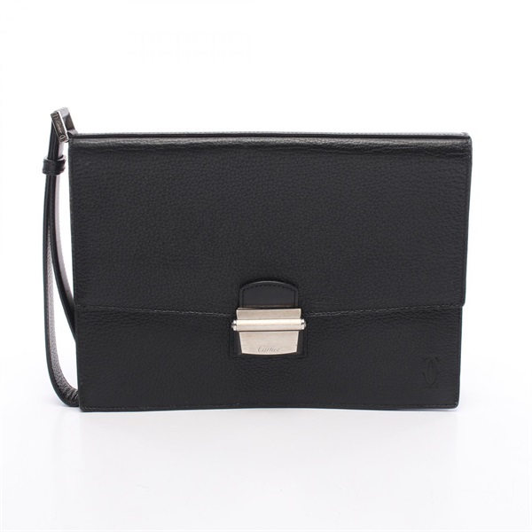 CARTIER Pasha Business Clutch bag leather Black Used mens