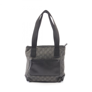 GUCCI GG canvas Shoulder Tote Bag 28893 canvas leather Gray Black Used Women