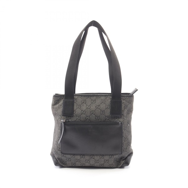 GUCCI GG canvas Shoulder Tote Bag 28893 canvas leather Gray Black Used Women