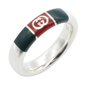 GUCCI Web Stripe Ring Silver925 Silver Used unisex US size #7 #15 GG