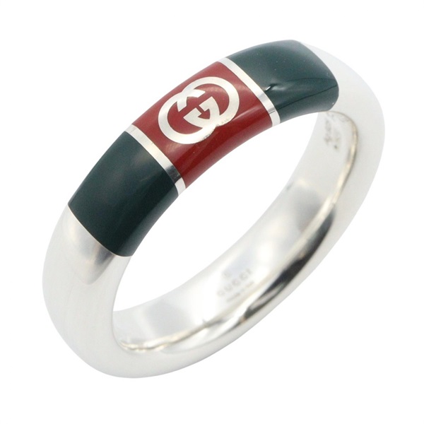 GUCCI Web Stripe Ring Silver925 Silver Used unisex US size #7 #15 GG
