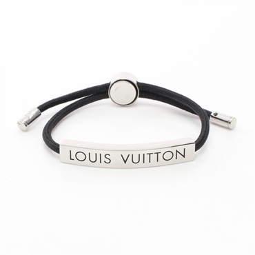 LOUIS VUITTON LV Space Bracelet Black M00273 SS Nylon Silver Black Used unisex