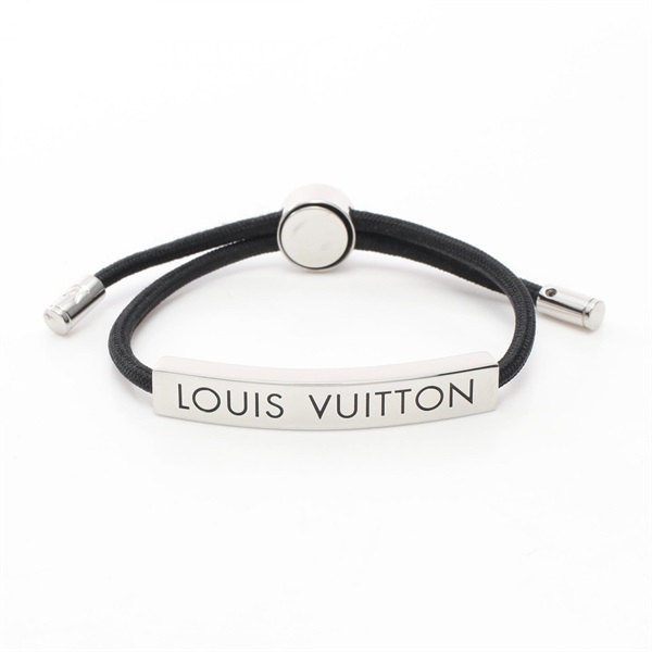 LOUIS VUITTON LV Space Bracelet Black M00273 SS Nylon Silver Black Used unisex