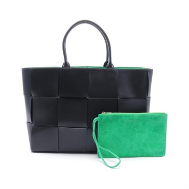 BOTTEGA VENETA THE ARCO Large Intrecciato Tote Bag 736182 leather Black Used