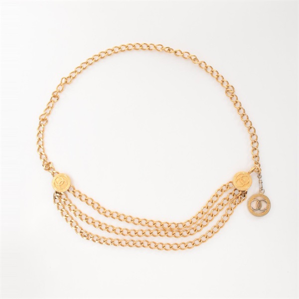 CHANEL COCO Mark chain belt Gold Plated Used Women CC GHW