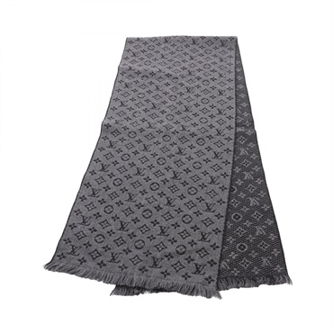 LOUIS VUITTON Monogram Classic Anthracite Scarf M78526 wool Gray Black Used mens