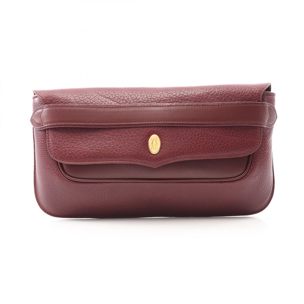 CARTIER Must Line Business clutch bag leather Bordeaux Used unisex