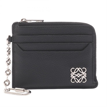 LOEWE Anagram Square Coin Card Holder coin purse C821SQLX03 leather Black Used