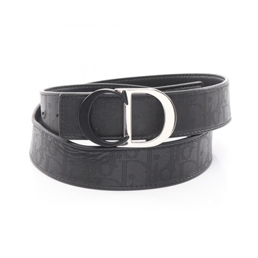 Dior CD ICON Oblique Belt leather Black Used mens reversible logo