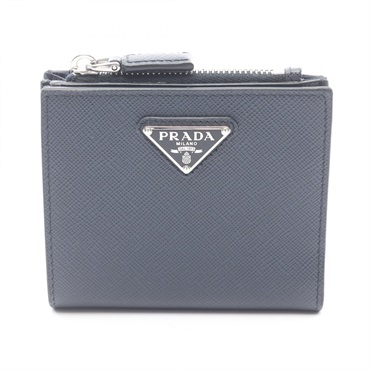 PRADA SAFFIANO Bi-fold compact purse wallet 2ML049QHH Saffiano leather Navy Used
