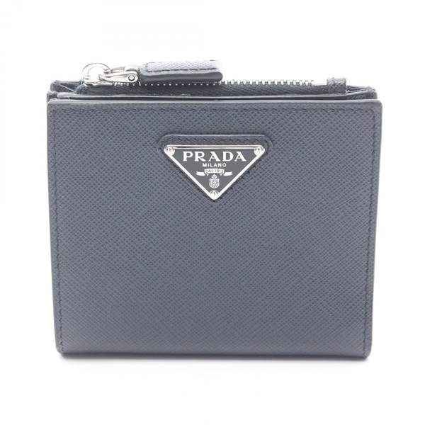 PRADA SAFFIANO Bi-fold compact purse wallet 2ML049QHH Saffiano leather Navy Used