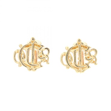 Christian Dior Emblem Logo clip Earrings Gold Plated Used Women