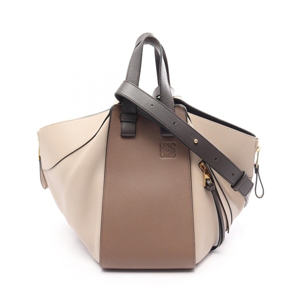 LOEWE HAMMOCK SMALL Shoulder Handbag leather Beige Gray Brown Used Women