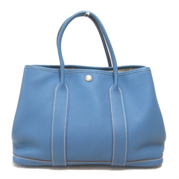 HERMES Garden party TPM Tote Bag Negonda leather Blue Used Women