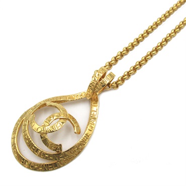 CHANEL Necklace pendant Gold Plated Used COCO CC