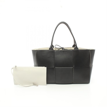 BOTTEGA VENETA Medium Arco Tote Bag Maxi Intrecciato leather Black Used Women