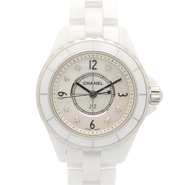 CHANEL J12 8P Diamond Wrist Watch H2570 Quartz ceramic Used Women