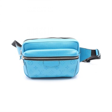 LOUIS VUITTON Bum outdoor Waist bag M30459 Taigalama leather Blue Used mens LV