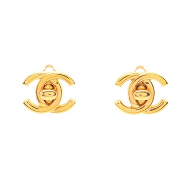 CHANEL COCO Mark Clip Earring 21cm x 17cm Gold Plated Used Women