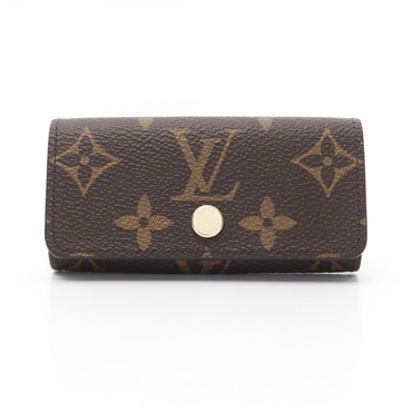 LOUIS VUITTON Multicle4 key holder case M69517 Monogram canvas Brown Used Women