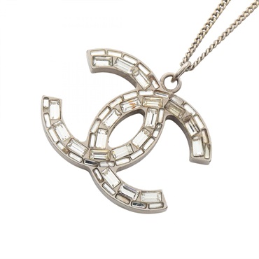 CHANEL COCO Mark Necklace Gold Plated Rhinestone Used pendant women