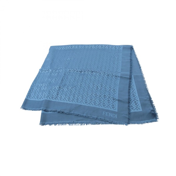 FENDI Zucca Stall shawl FXT069 silk wool Blue Used Women