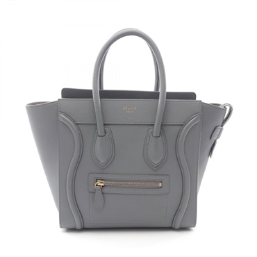CELINE Luggage micro shopper Tote bag 167793 leather Gray Used Women