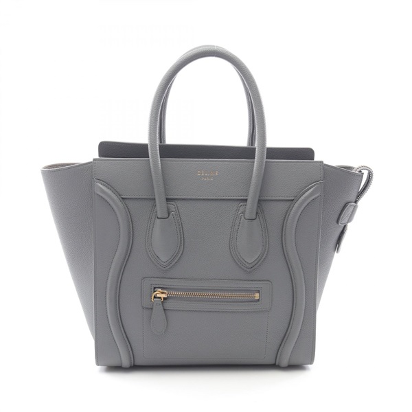 CELINE Luggage micro shopper Tote bag 167793 leather Gray Used Women
