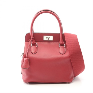 HERMES Toolbox 20 Shoulder Handbag Evercolor leather Red Used Women SHW A