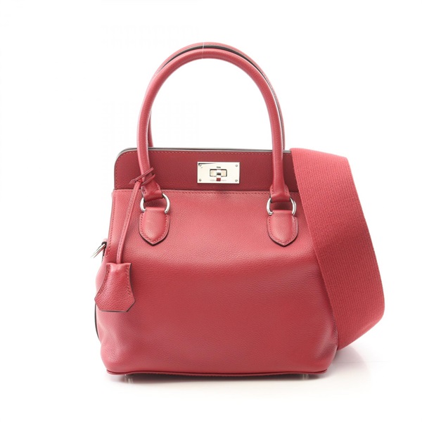 HERMES Toolbox 20 Shoulder Handbag Evercolor leather Red Used Women SHW A