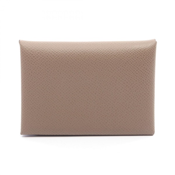 HERMES Calvi duo coin purse wallet W Epsom Calfskin Etoupe Grey SHW Women