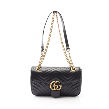 GUCCI GG Marmont Quilting Small chain Shoulder Bag 443497 leather Black Used