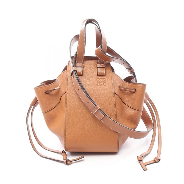 LOEWE Hammock Drawstring Small 2Way Shoulder Handbag leather Brown Used Women