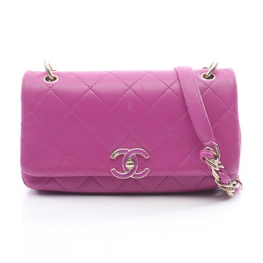 CHANEL Matelasse Shoulder crossbody Bag AS2314 Lambskin Purple Used Women GHW