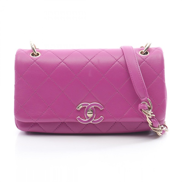 CHANEL Matelasse Shoulder crossbody Bag AS2314 Lambskin Purple Used Women GHW