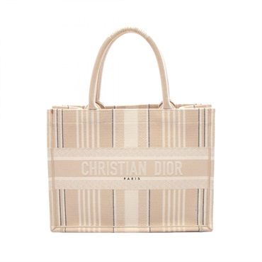 Christian Dior BOOK TOTE Medium Handbag canvas Beige White Used Women