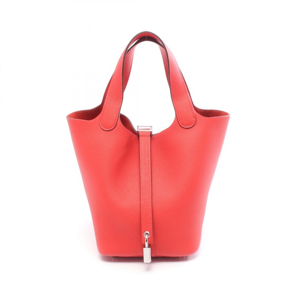 HERMES Picotin Lock PM Tote Handbag Clemence leather Red Rouge coeur SHW Used