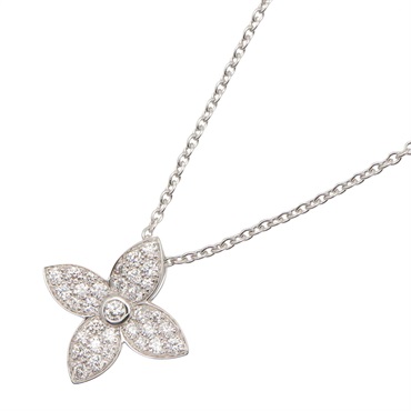 LOUIS VUITTON Star Blossom Diamond Pendant Necklace 18KWG White Gold Used 42㎝