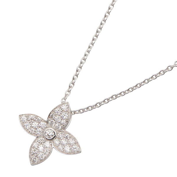 LOUIS VUITTON Star Blossom Diamond Pendant Necklace 18KWG White Gold Used 42㎝