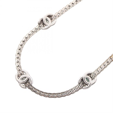 CHANEL COCO Mark Long Chain Necklace 39-52cm Stainless Steel Used Women CC