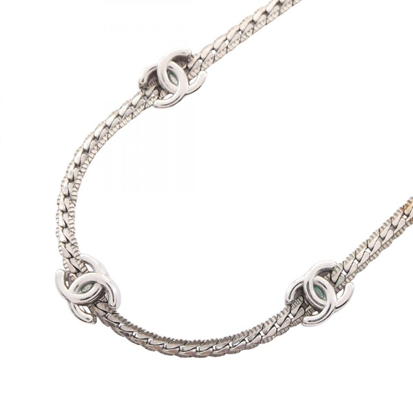 CHANEL COCO Mark Long Chain Necklace 39-52cm Stainless Steel Used Women CC