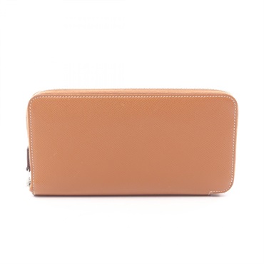 HERMES Azap long SilkIn Around wallet purse Z Epsom Gold Used Women SHW