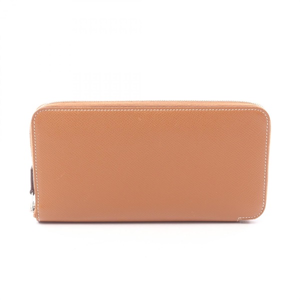 HERMES Azap long SilkIn Around wallet purse Z Epsom Gold Used Women SHW