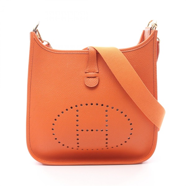 HERMES Evelyne 1 PM Shoulder Bag G Togo leather Orange Used Women GHW
