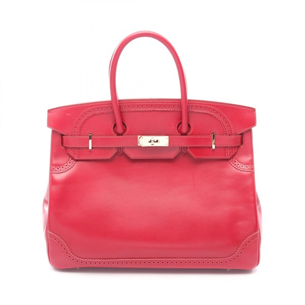 HERMES Birkin 35 Gillies Handbag Tadelackt leather Red Ruby Used Women P GHW